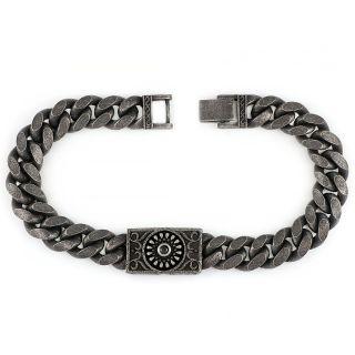 Men's stainless steel bracelet with black oxidation gourmet design and thickness 10mm - 