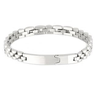 ID Bracelet made of stainless steel two parts white with matte - glossy surface