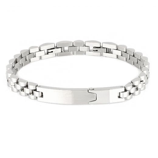 ID Bracelet made of stainless steel two parts white with matte - glossy surface