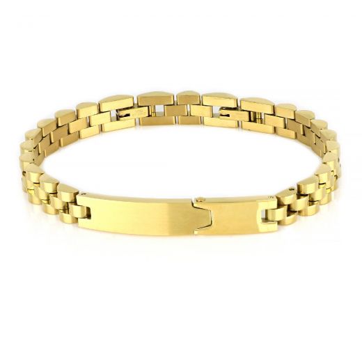 ID Bracelet made of stainless steel two parts gold plated with matte glossy surface