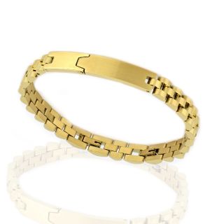 ID Bracelet made of stainless steel two parts gold plated with matte glossy surface - 