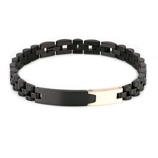 ID Bracelet made of stainless steel two parts rose gold and black with matte glossy surface