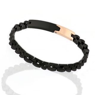 ID Bracelet made of stainless steel two parts rose gold and black with matte glossy surface - 