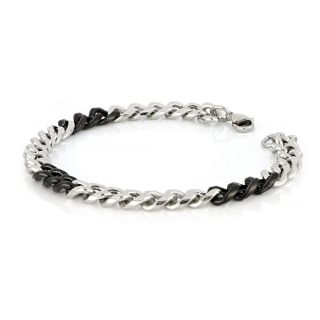 Men's stainless steel bracelet with black details - 