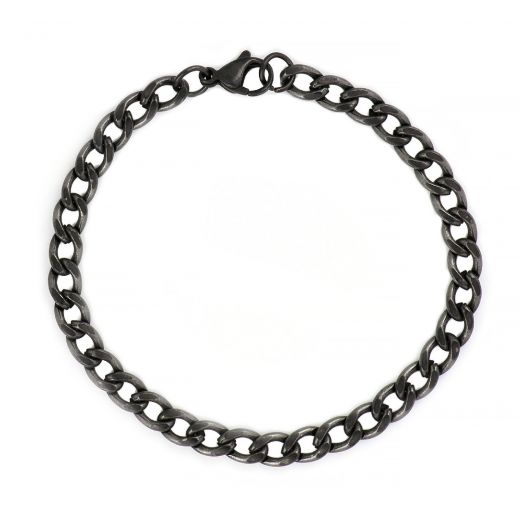 Men's stainless steel vintage bracelet with black oxidation