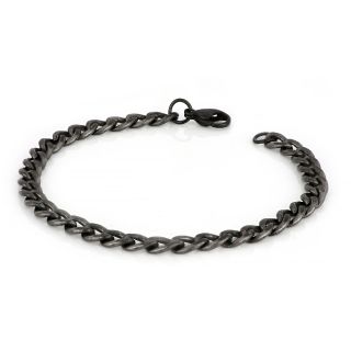 Men's stainless steel vintage bracelet with black oxidation - 