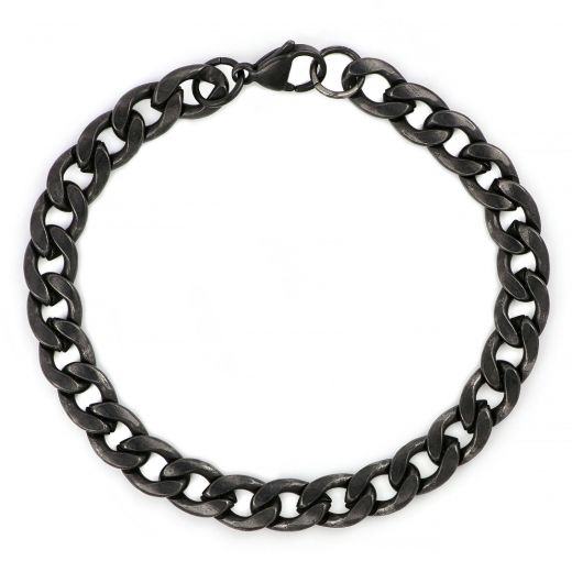 Men's stainless steel vintage bracelet with black oxidation BR22211