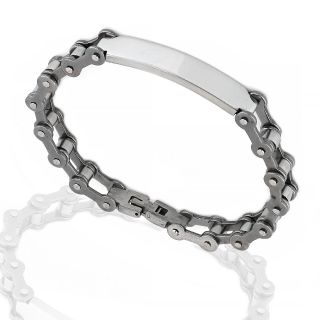 ID Bracelet made of stainless steel with motorcycle chain design - 