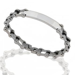 ID Bracelet made of stainless steel with black and white motorcycle chain design - 