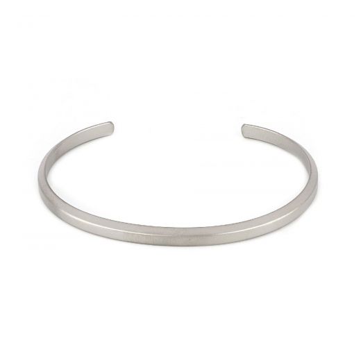 Men's stainless steel matte open cuff bracelet