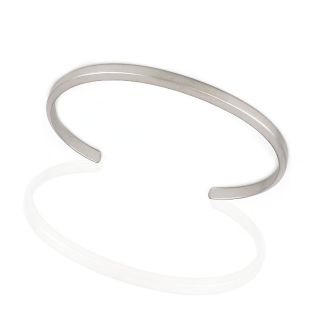 Men's stainless steel matte open cuff bracelet - 