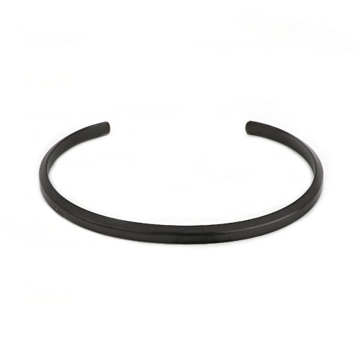 Men's stainless steel black matte open cuff bracelet