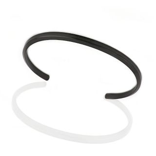 Men's stainless steel black matte open cuff bracelet - 