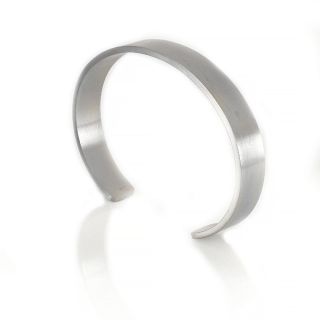 Men's stainless steel matte open cuff wide bracelet - 