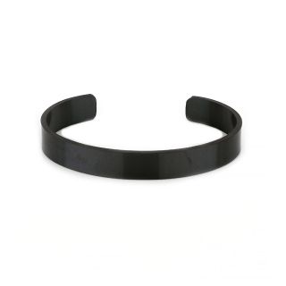 Men's stainless black steel matte open cuff wide bracelet