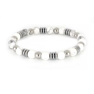 Black leather bracelet with steel elements