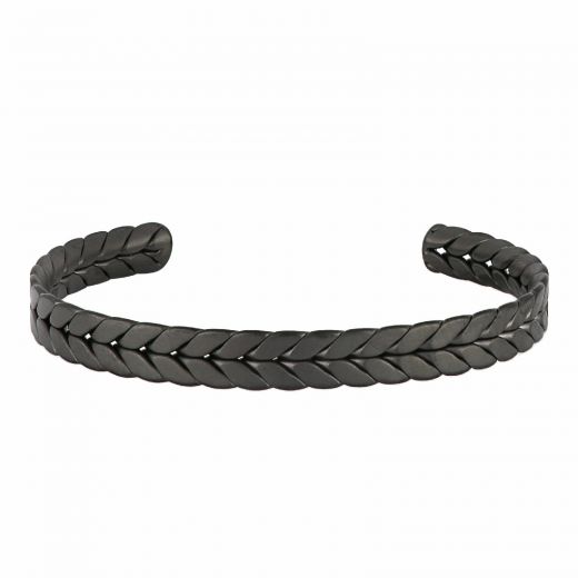 Bracelet open cuff black, made of steel 