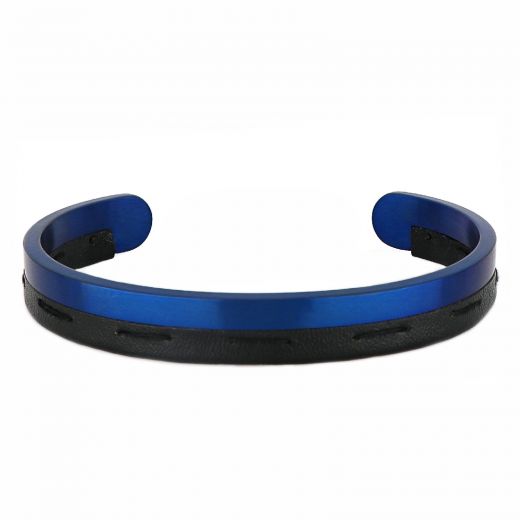 Bracelet open cuff blue and black