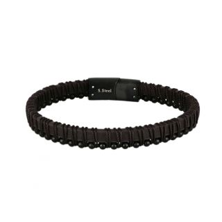 Ανδρικό βραχιόλι δερμάτινο καφέ με ατσάλινο κούμπωμα