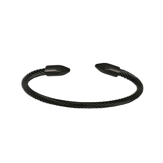 Βραχιόλι ανοιχτό από ανοξείδωτο ατσάλι χειροπέδα μαύρο