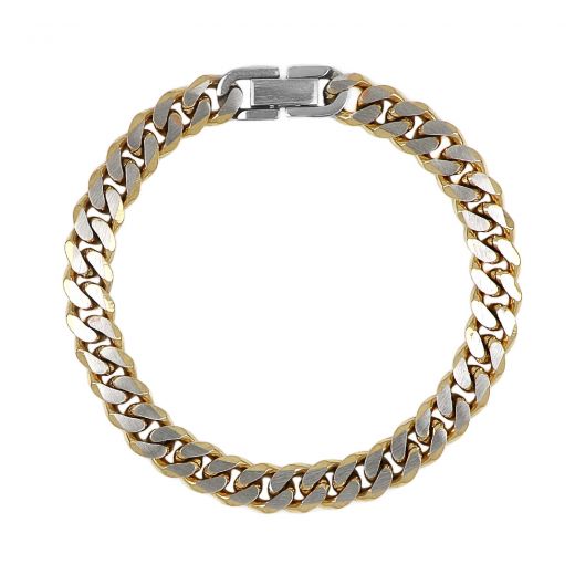 Men's steel chain bracelet in silver and gold
