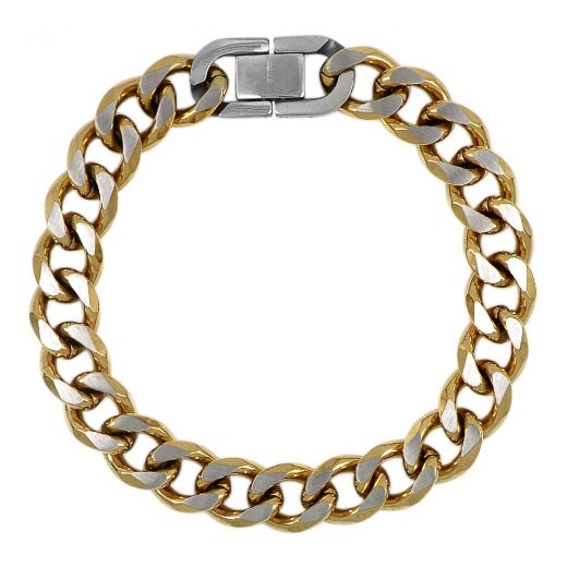 Men's steel bracelet chain two-tone gold