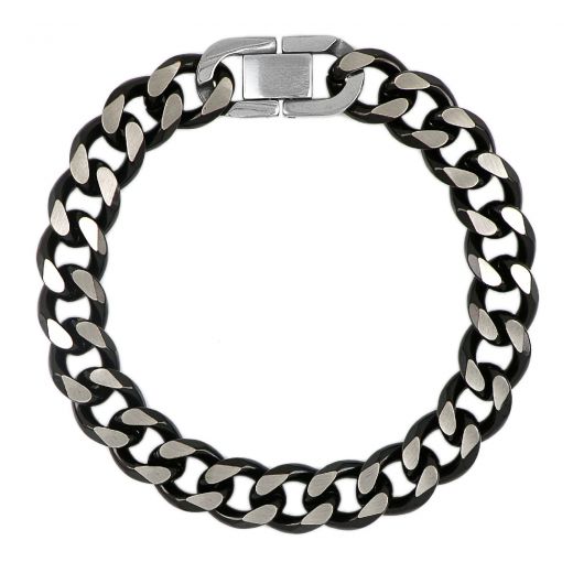 Men's bracelet chain steel two-tone black
