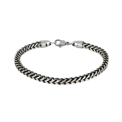 Men's steel bracelet "fishbone" design