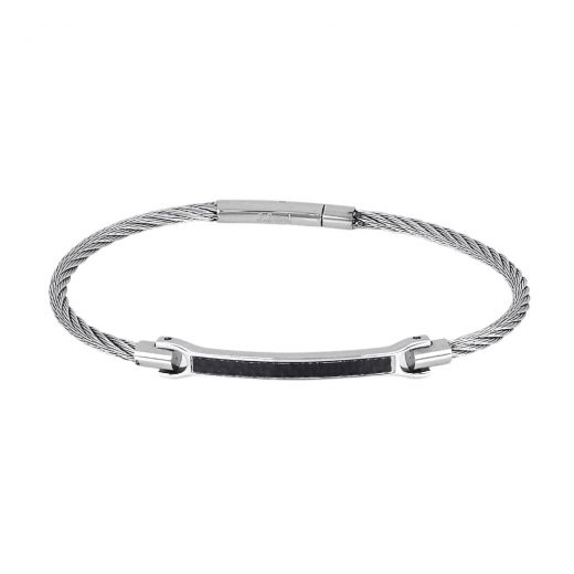 Stainless steel bracelet wire rope design and black bar