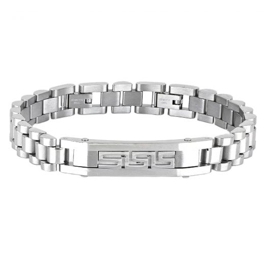 Bracelet made of stainless steel with meander and steel clasp
