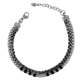 Stainless steel bracelet with Black stones