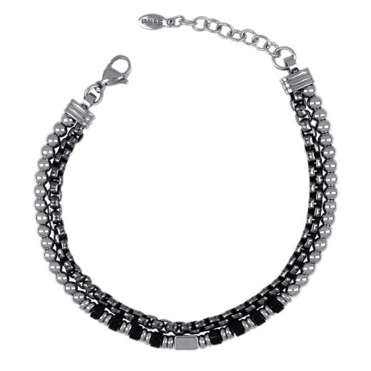 Stainless steel bracelet with Black stones