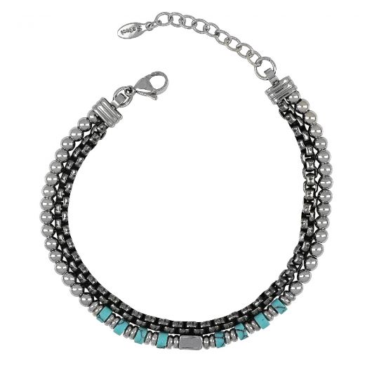 Stainless steel bracelet with Turquoise stones