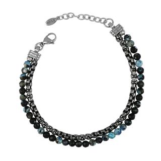 Stainless steel bracelet with various stones
