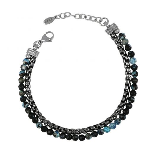 Stainless steel bracelet with various stones