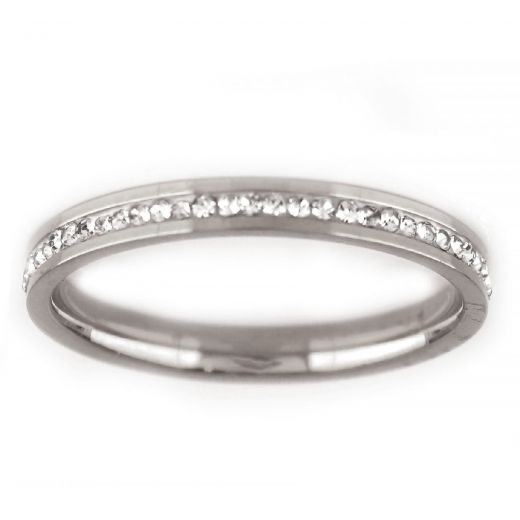 Stainless steel ring with strass