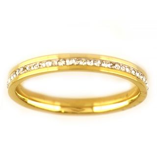 Δαχτυλίδι από ανοξείδωτο ατσάλι με στρας, επίχρυσο