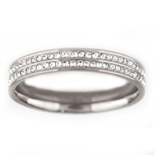 Stainless steel ring with strass DA12002-01