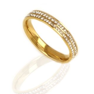 Stainless steel gold plated ring with strass DA12002-02 - 
