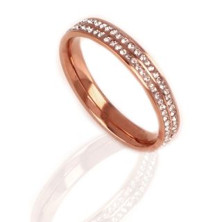 Stainless steel rose gold plated ring with strass DA12002-03 - 