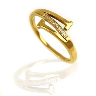 Stainless steel gold plated ring with zirconia DA12003-02 - 