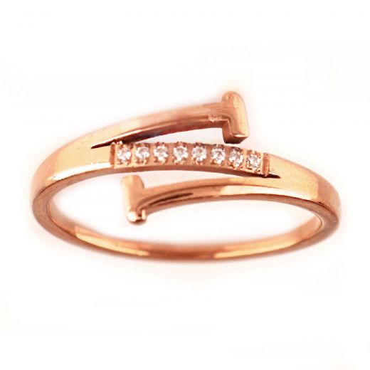 Stainless steel rose gold plated ring with zirconia DA12003-03