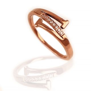 Stainless steel rose gold plated ring with zirconia DA12003-03 - 