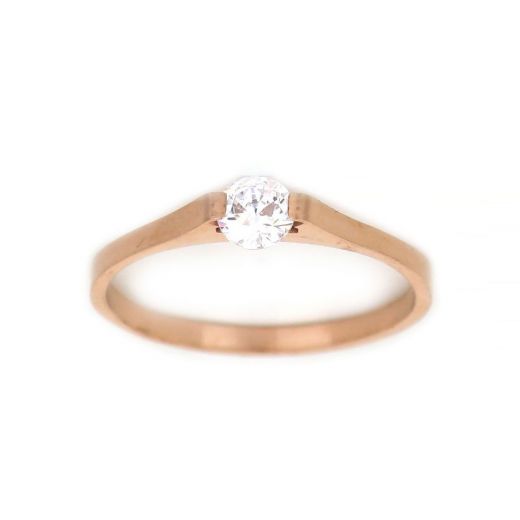 Stainless steel rose gold plated ring with zirconia DA12006-03