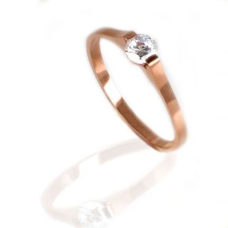 Stainless steel rose gold plated ring with zirconia DA12006-03 - 