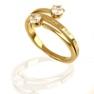 Stainless steel gold plated ring with zirconia DA12007-02 - 