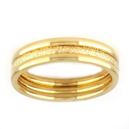 Stainless steel gold plated three-wedding-rings set