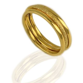 Stainless steel gold plated three-wedding-rings set - 
