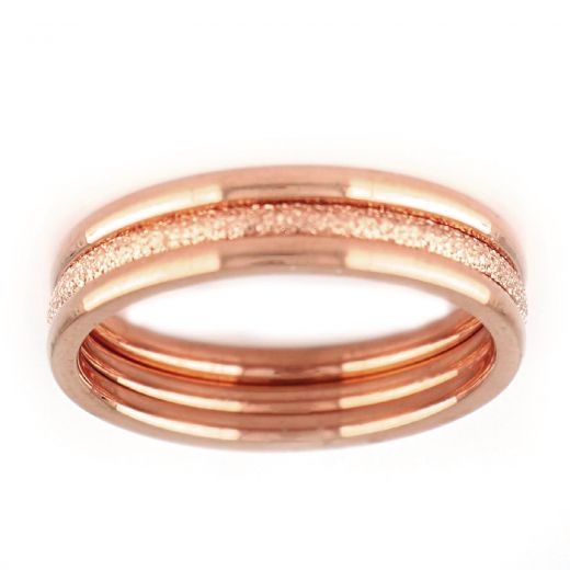 Stainless steel rose gold plated three-wedding-rings set