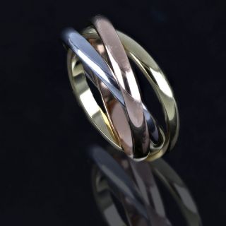 Stainless steel three colored trinity ring 3mm - 